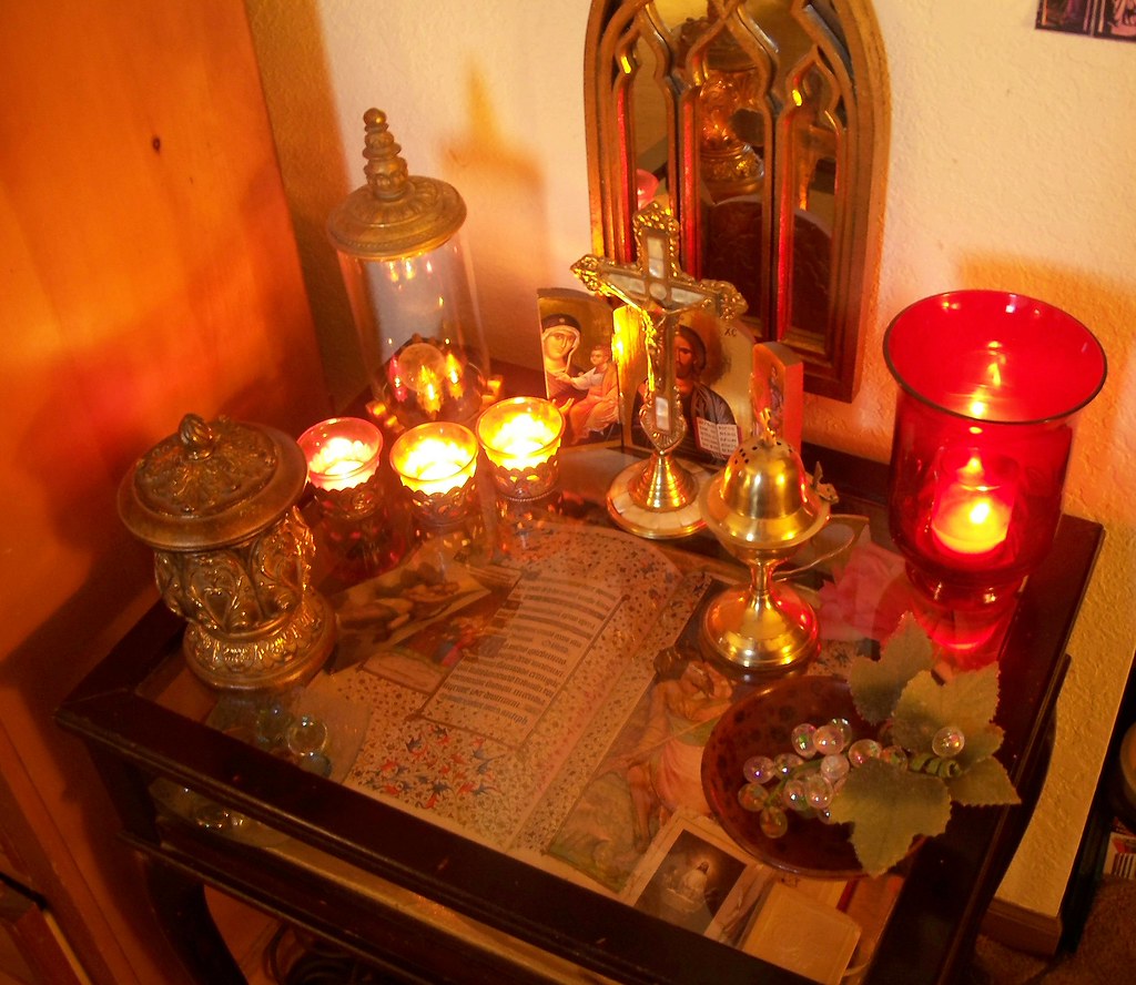 My home altar by candlelight! a photo on Flickriver