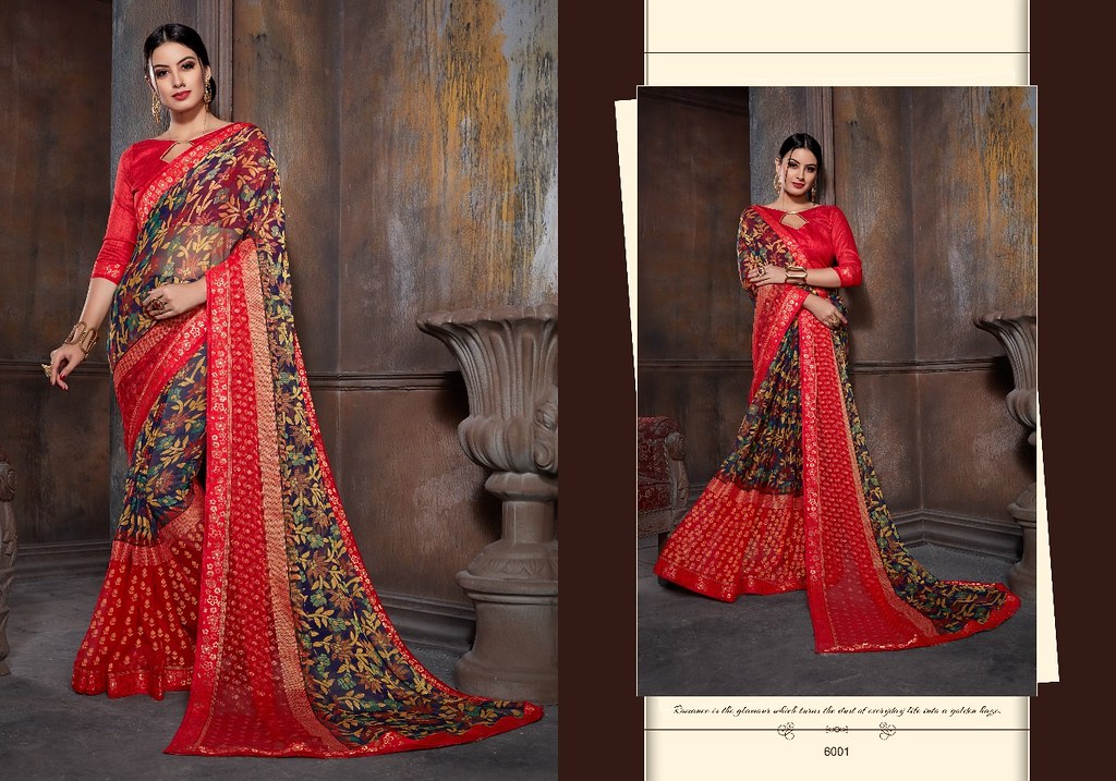 Price Rs.750/ Khushi Printed Brasso Saree Collection Set To Set Only