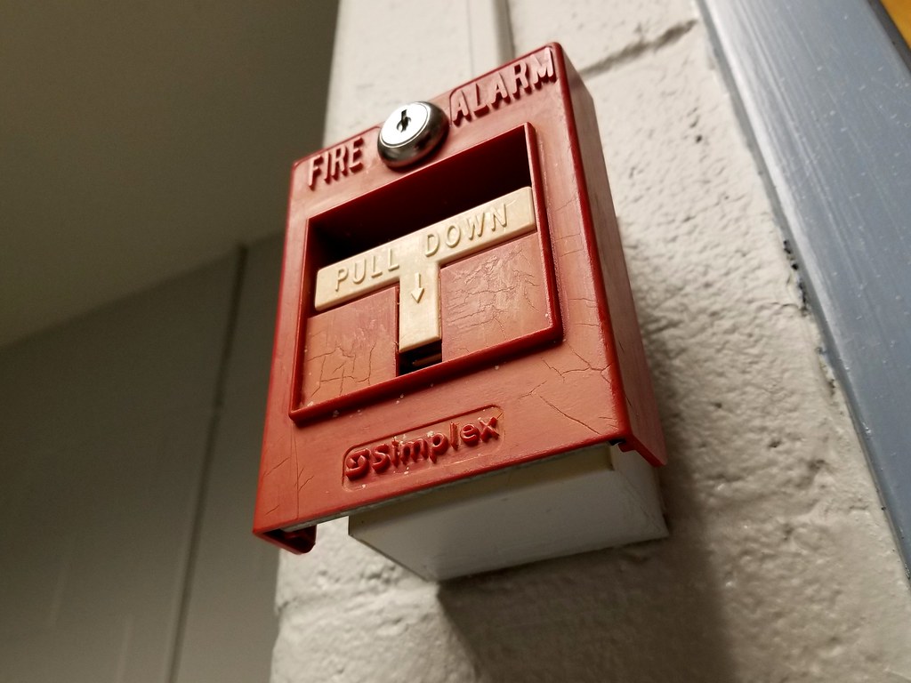 Fire alarm at Montgomery College [01] Aged Simplex pull st… Flickr