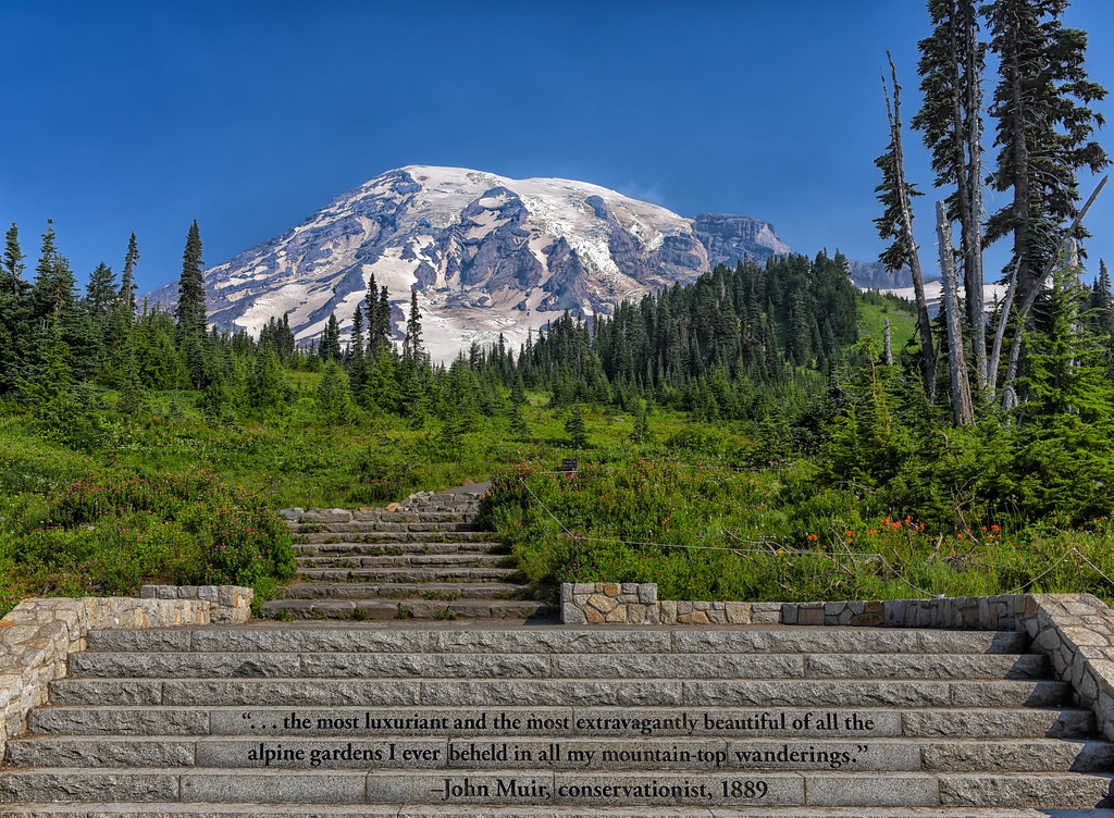 John Muir's Stair Quote As one begins their hike on Mt. Ra… Flickr