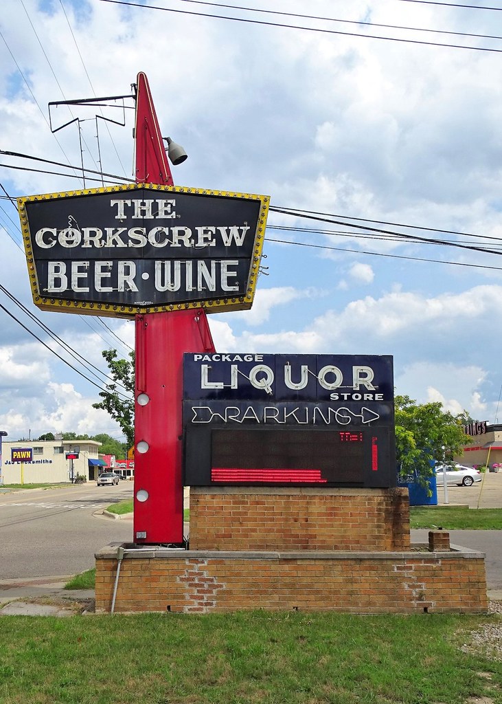 MI, KalamazooThe Corkscrew Liquor Store Neon Sign Flickr