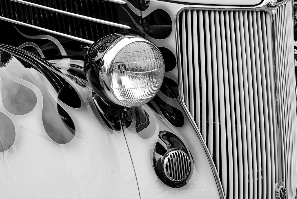 Car Detail in B&W Closeup of car at Colby Car Show in bla… Flickr