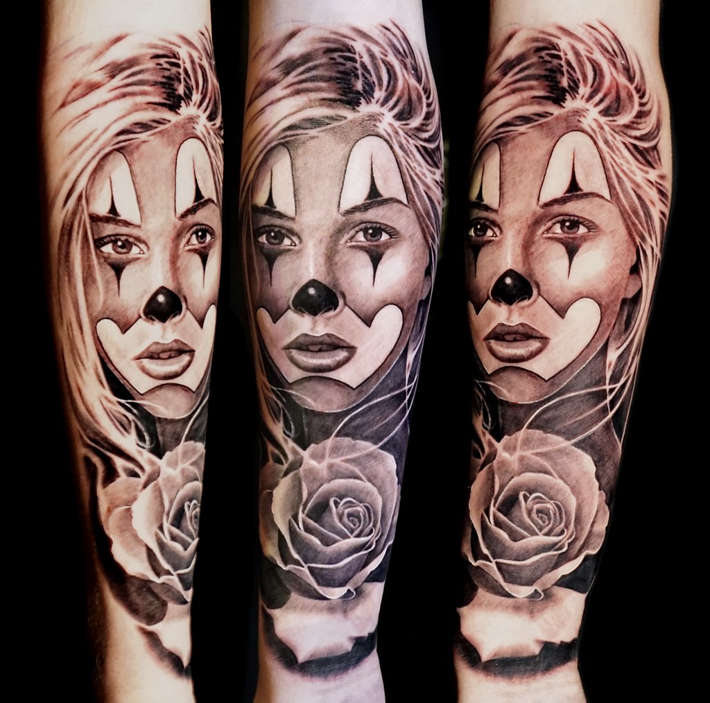 Black And Grey Tattoo, Realistic Chicano Girl Clown Portra… | Flickr 1014_x_1024_jpg