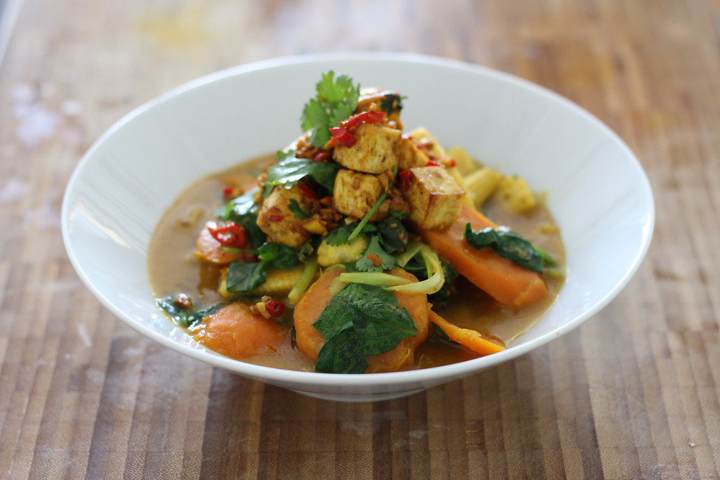 Coconut Turmeric Curry with Lemongrassfried Tofu Demuths Cookery