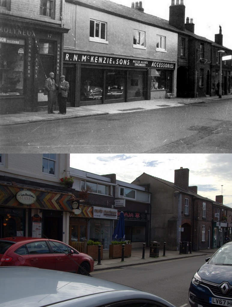 Allerton Road, Woolton, 1950s and 2018 Keith Jones Flickr