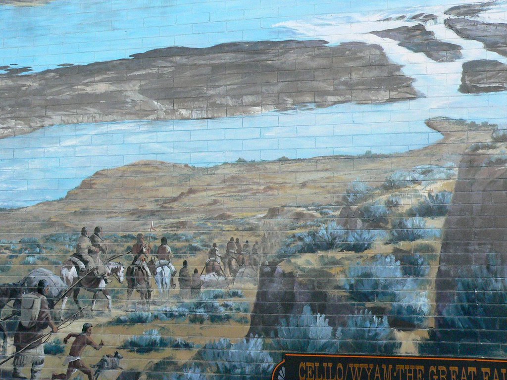 Oregon Trail Mural Celilo Wyam Great FAlls on the Columbia by Robert Thomas in The Dalles Oregon