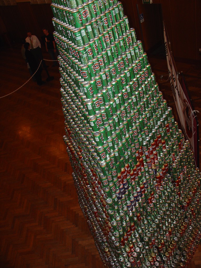 World's Largest Beer Can Pyramid Just dug up these photos,… Flickr