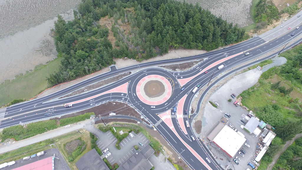 Completed roundabouts An aerial look at the SR 20 Sharpes … Flickr