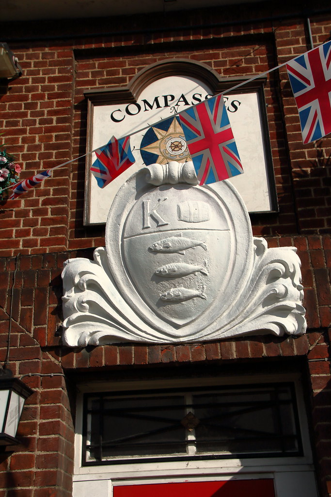 The Compasses, Pooley Green, Egham. Defunct brewery logo f… Flickr