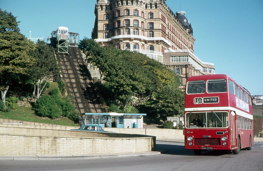 Scarborough The St Nicholas cliff lift and a VR. Sept 74. David