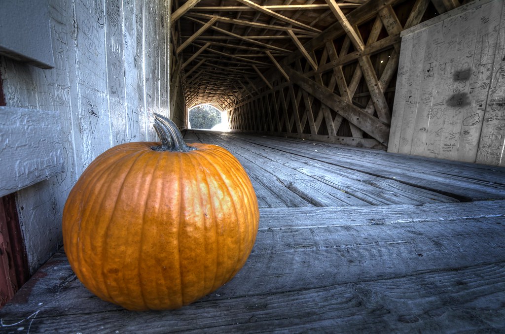 Pumpkin on Roseman Bridge Winterset, Madison County, Iowa Flickr