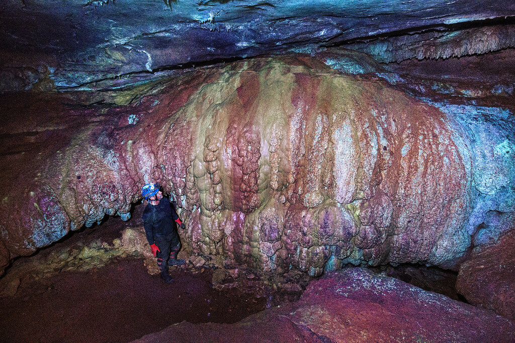 Eric schoonover, false color, Howards Waterfall Cave, Southeastern Cave