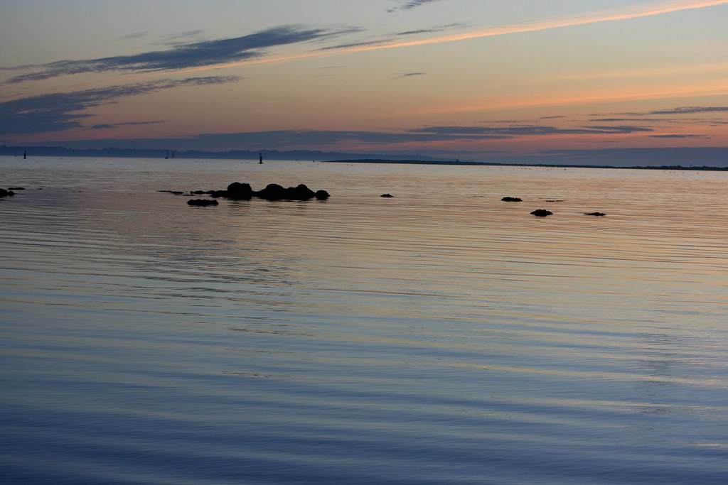 Coucher de soleil sur l'océan Atlantique, au large de Port