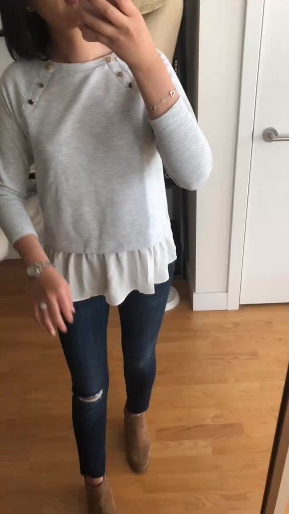 LOFT Mixed Media Shoulder Button Sweatshirt, size XXSP Flickr