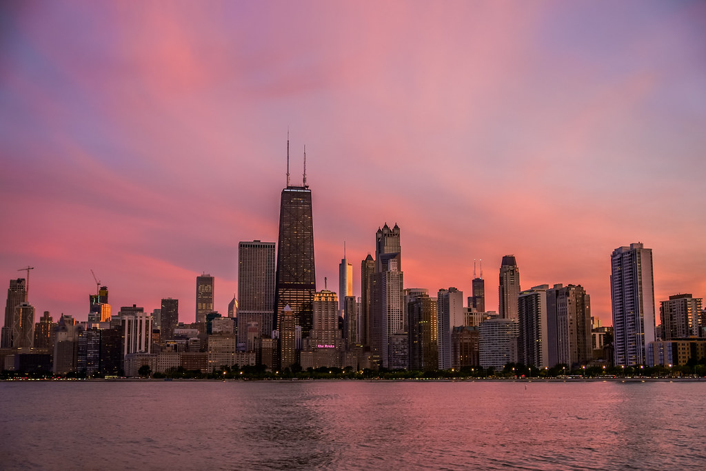 🍬 Chicago Cotton Candy Skyline Sunset Chicago, IL Septemb… Flickr
