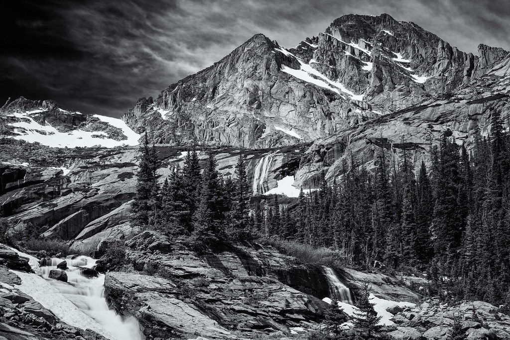RMNP Black Lake Upper Ribbon Falls B and W Upper Rib… Flickr