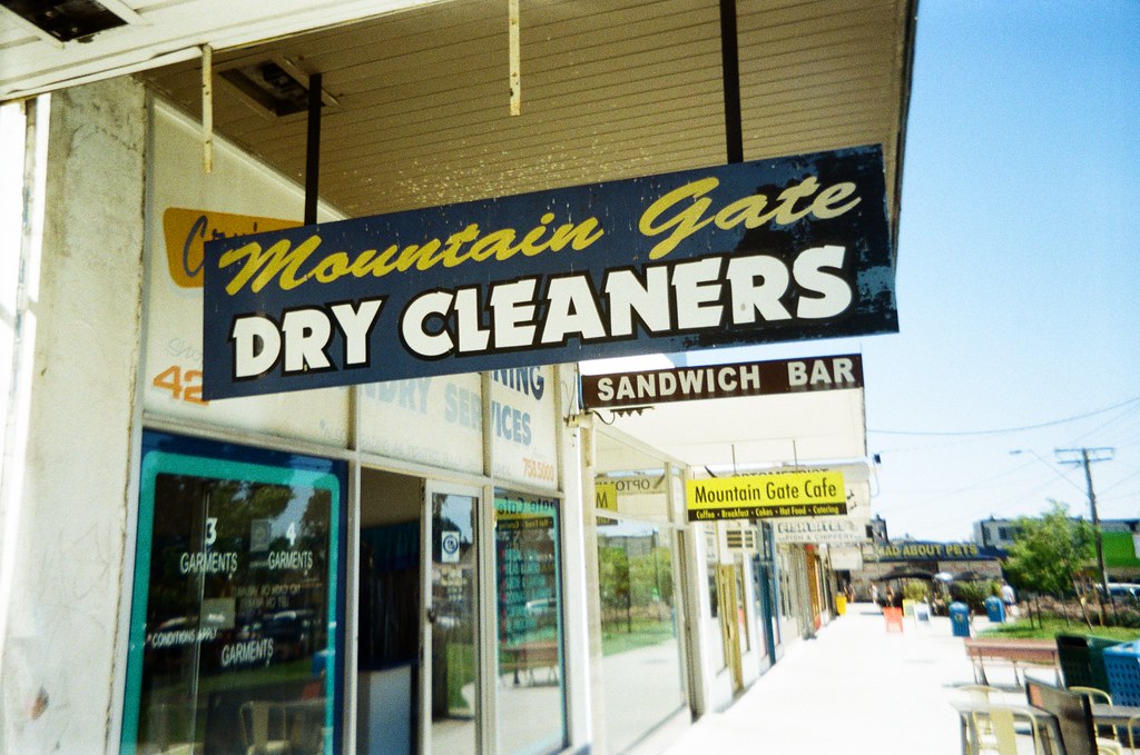 Sign Mountain Gate Dry Cleaners Camera used Kodak KB10 … Flickr