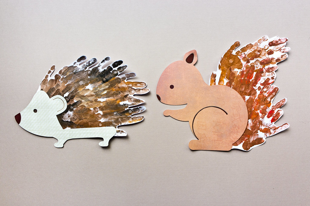 handprint squirrel and hedgehog Mimi Codd Flickr