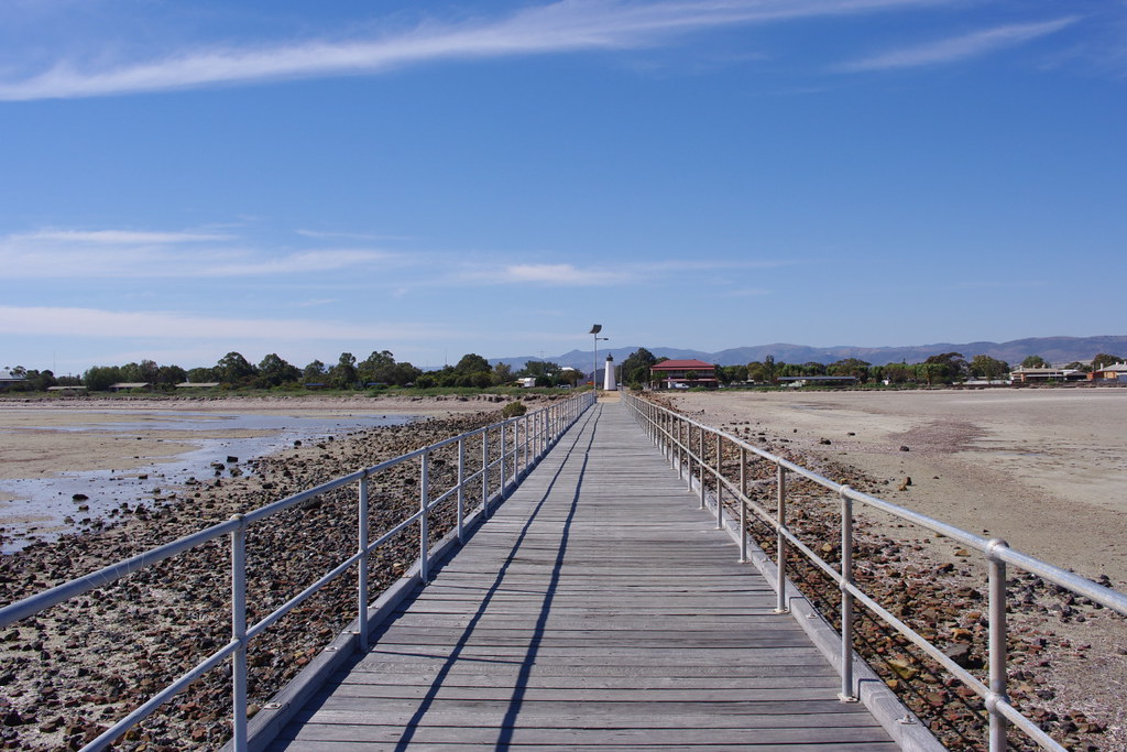Port Germein Jetty Long lines lead to the lighthouse. Post… Flickr