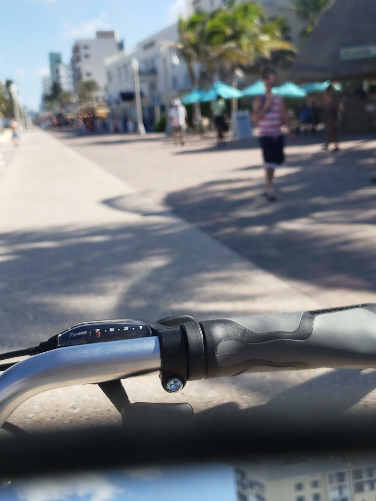 August 16, 2018 Riding on my new bike at Hollywood beach osseous