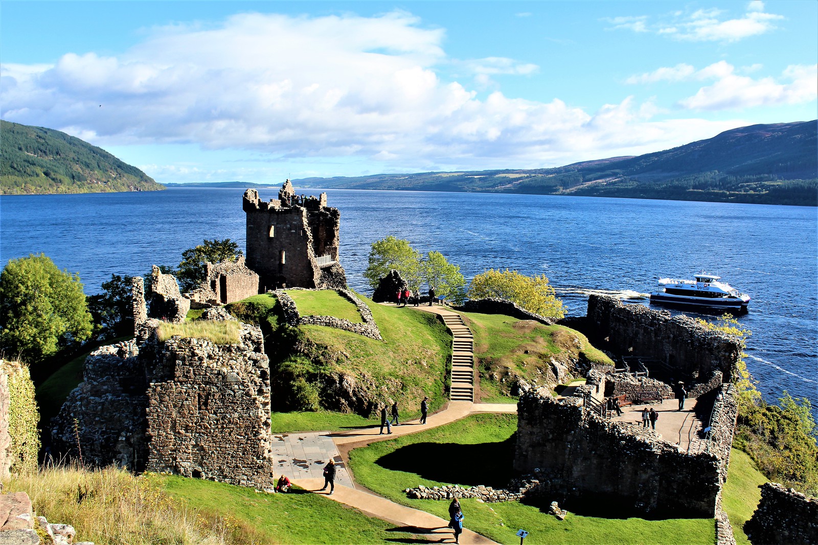Urquhart Castle on banks of Loch Ness near Inverness in Scotland