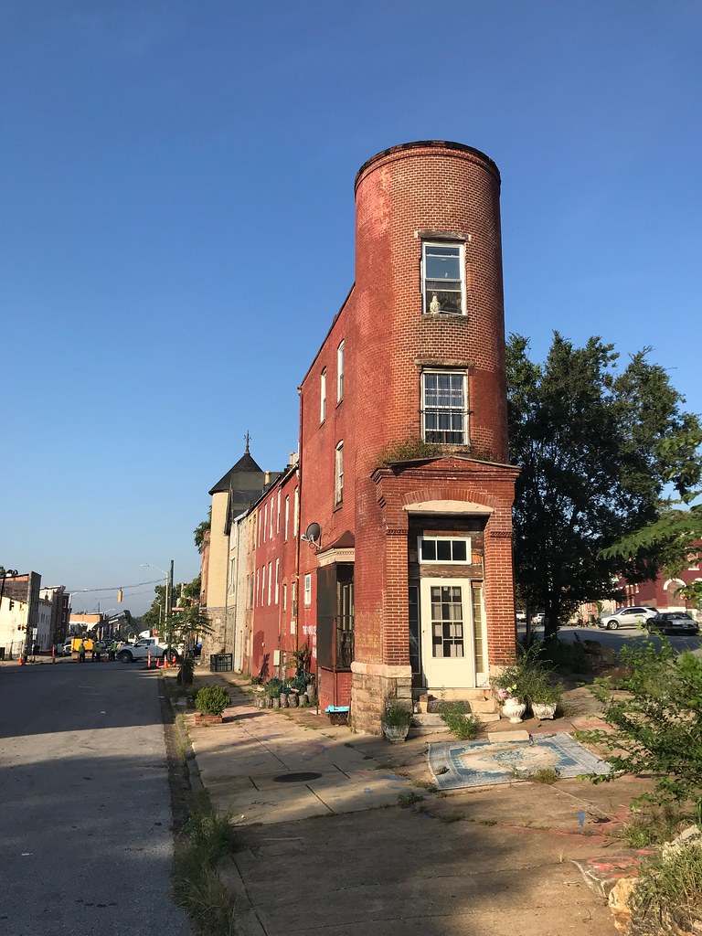 Corner house with turret, 1801 Hollins Street, Baltimore, MD 21223 a