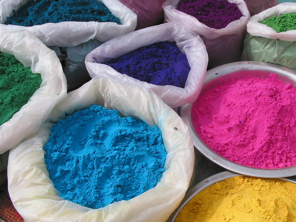 Clothing dyes On sale in the main bazaar at Hampi. My most… Flickr