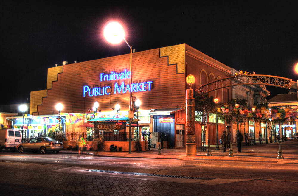 Fruitvale Public Market in Oakland HDR at night. Handheld.… Flickr