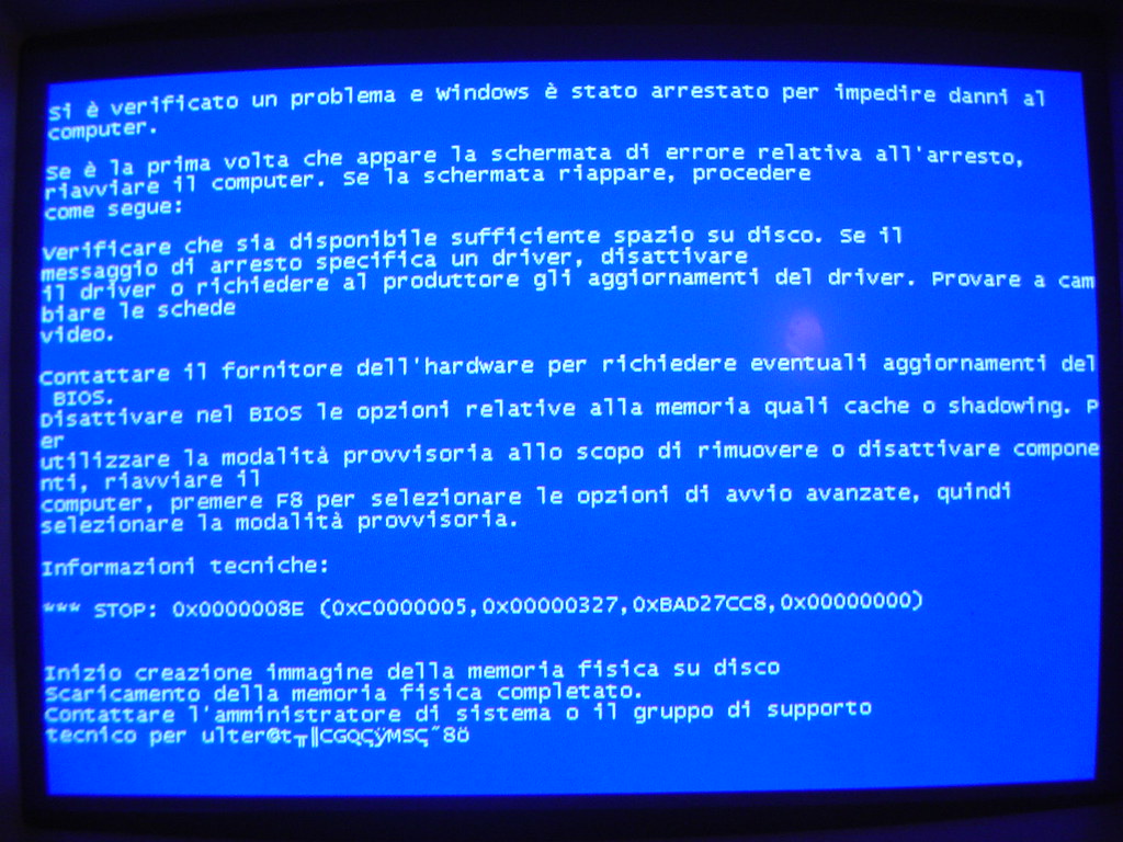 BSOD Windows Xp Blue Screen of Death (BSOD) in Italian valepert