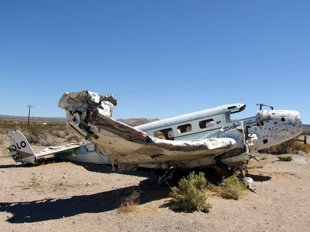 Crashed Beech C45 near Beatty, Nevada. Mike Bagwell Flickr