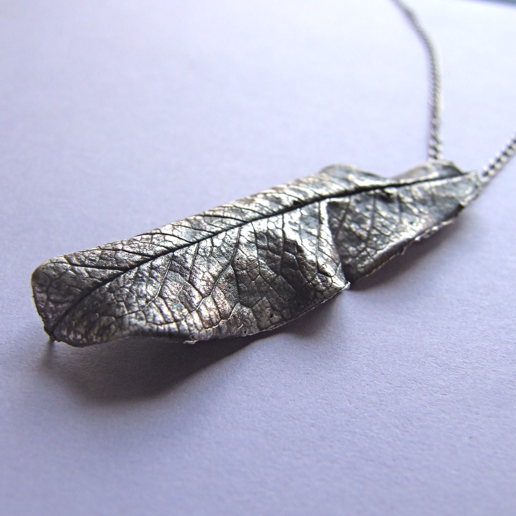 Silver leaf Handmade leaf from art clay silver (PMC) Louise Hunter