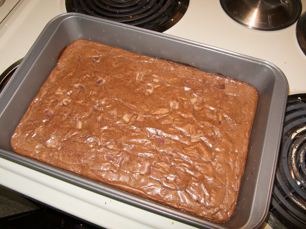 bacon brownies brownie mix + bacon + chocolate chips = bac… Flickr