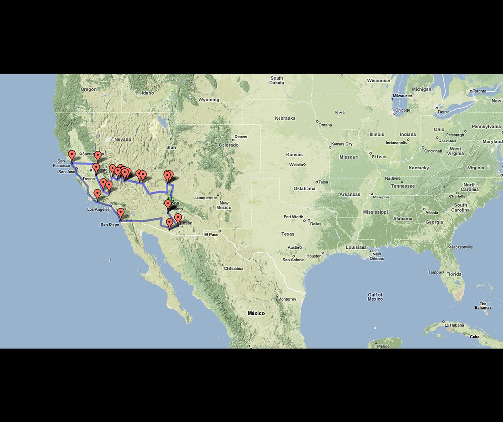 Road Trip Map California Nevada Arizona California
