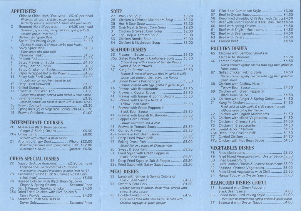 Takeaway menu at Chinese China, Upminster, London RM14 Flickr