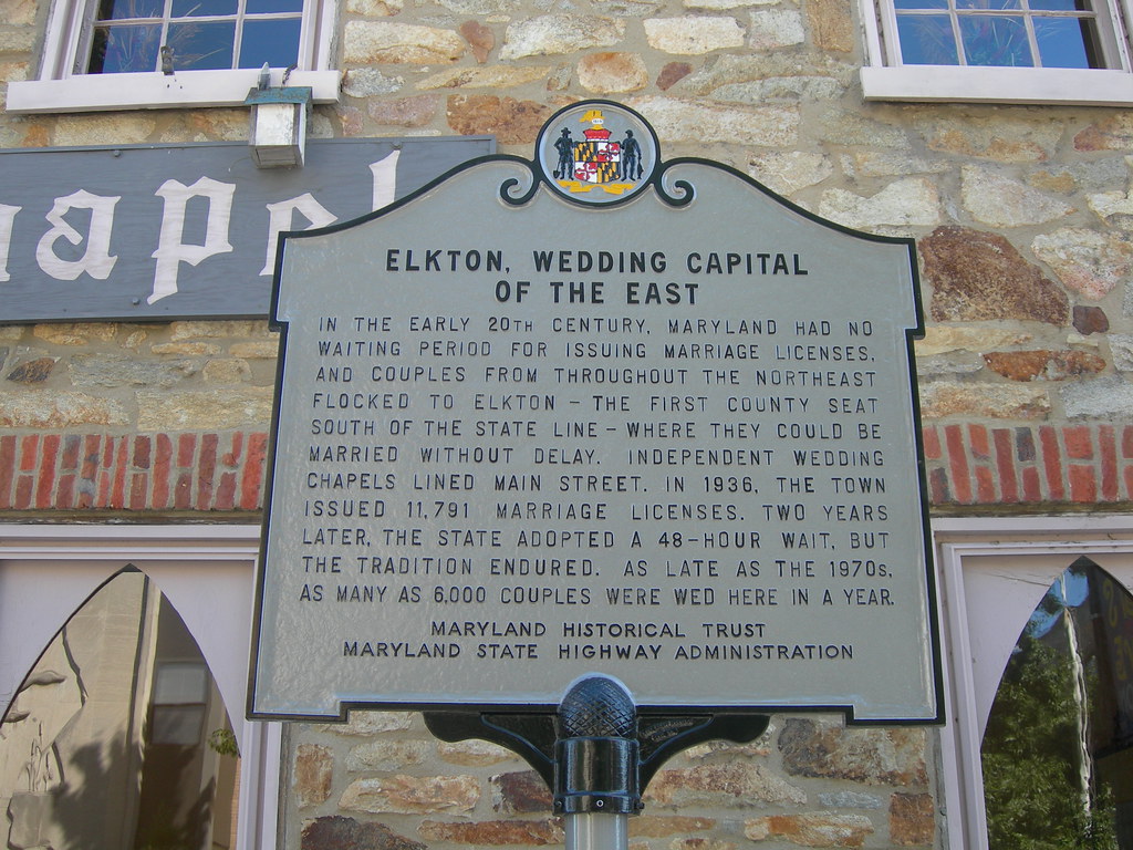 Wedding Capital of the East Marker Elkton, Maryland Jimmy Emerson