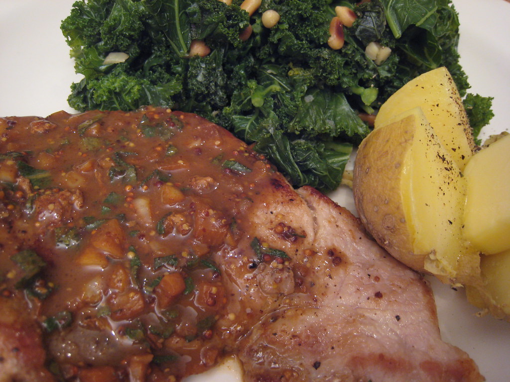 Pork chops YUM! 1 Pork Chops with a garlic shallot mustard… Flickr