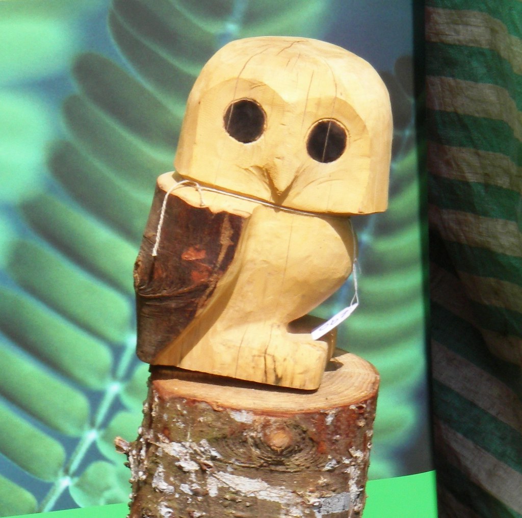 Carved owl We carve owls from tree logs. The bark is left … Flickr