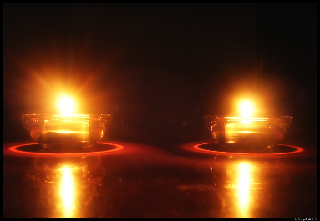 Festival of Lights Tea lights outside our home on Deepaval… Balaji