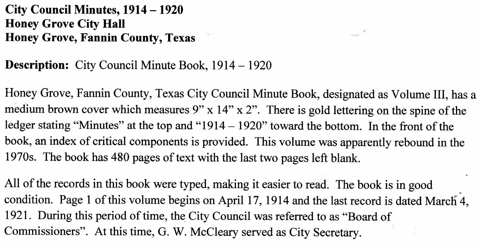 Honey Grove City Council 19141920 Flickr