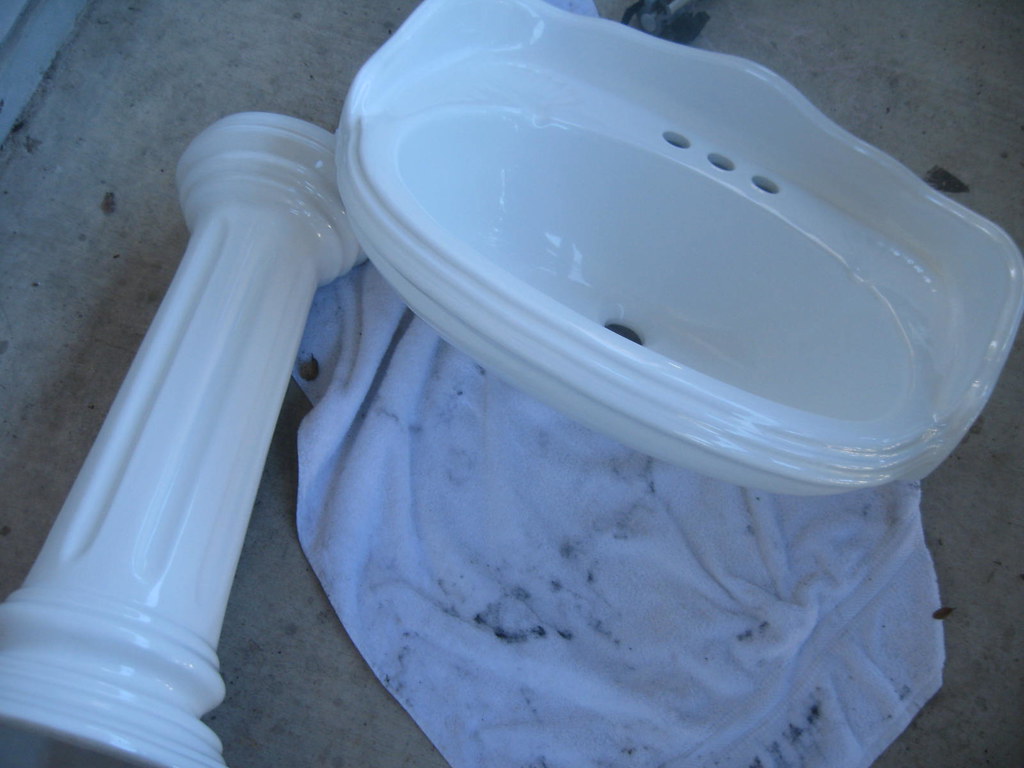 Pedestal sink. Thanks craigslist! JenAllenPhotos Flickr