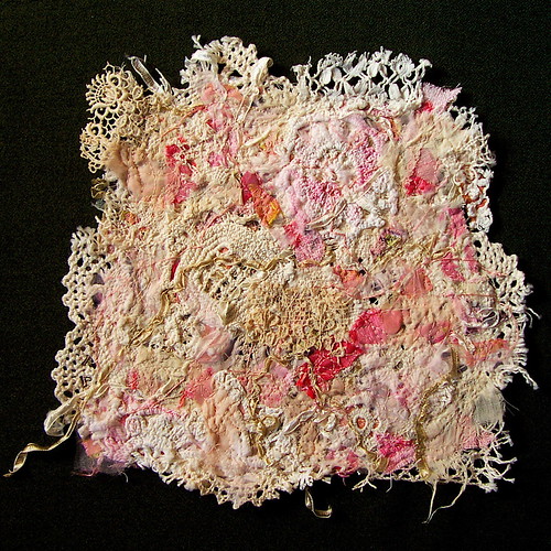 Vintage Pink Rose Fiber Art Doily Made from deconstructed … Flickr