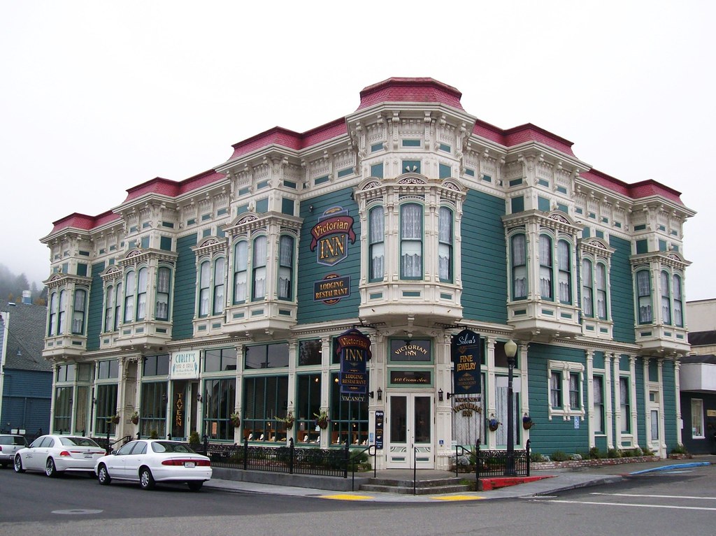 Ornate butterfat mansion, the Victorian Inn, in the center of Ferndale