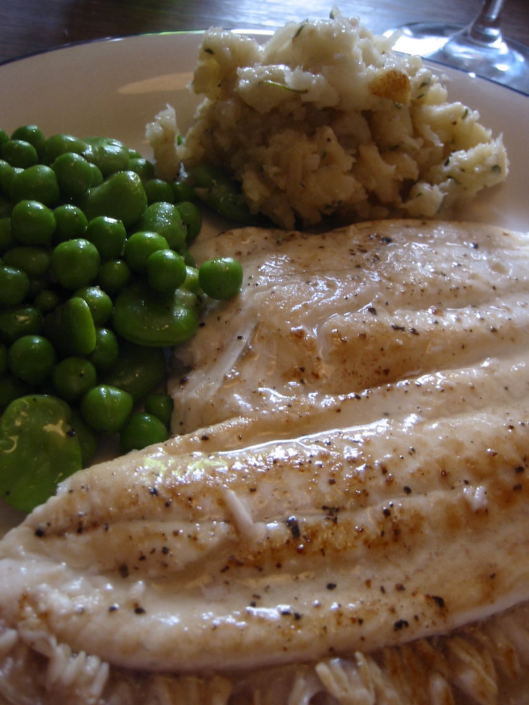 Plate 3 Plaice, peas and broad beans and celeriac mash. Jeremy