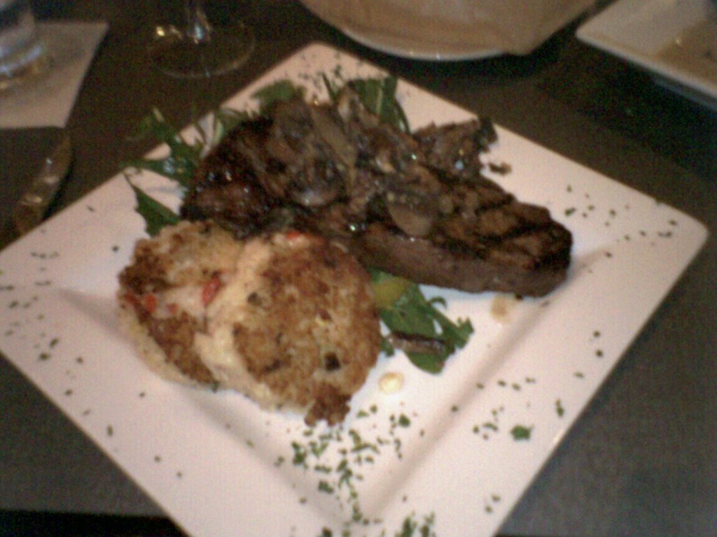 Kobe Beef New York Strip Steak with risotto cakes, mushroo… Flickr