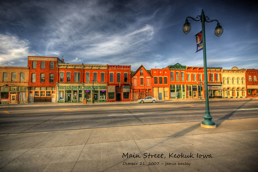 Main Street Keokuk, Iowa. I love this row of buildings. Jamie Flickr
