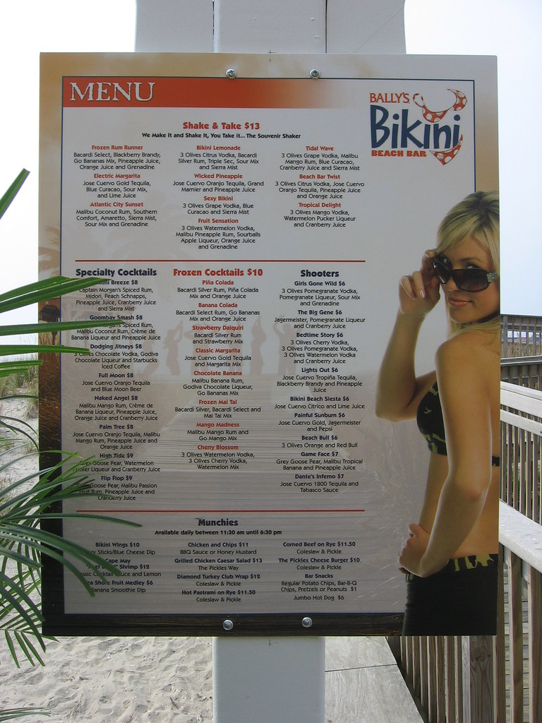Menu for the Bikini Beach Bar iirraa Flickr