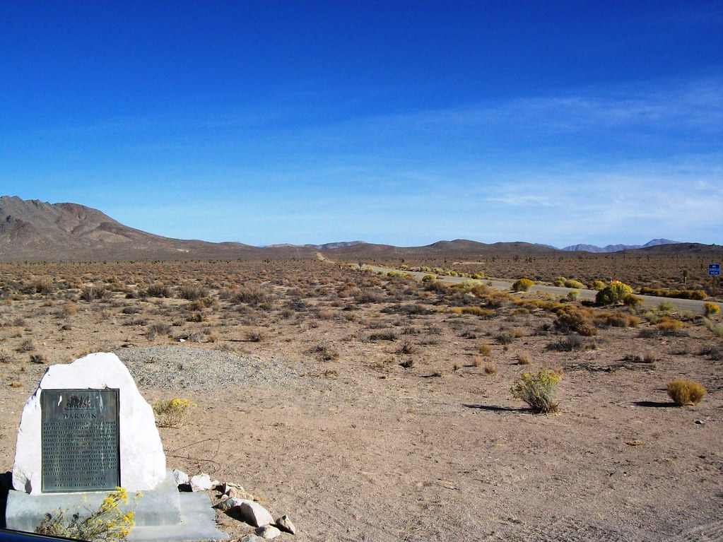 Historical marker several miles to the west of Darwin, near the