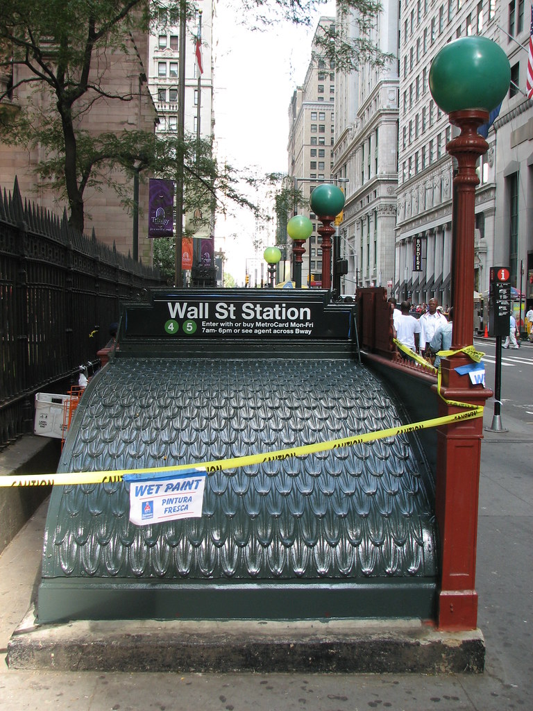 Wall Street subway station entrance Freshly painted subway… Flickr