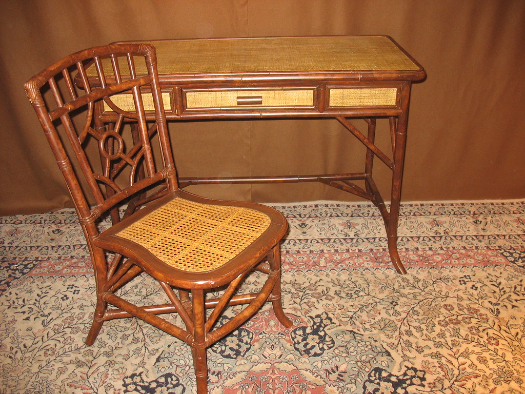 Bamboo Desk & Chair Matching office set Burl faux finish… Flickr