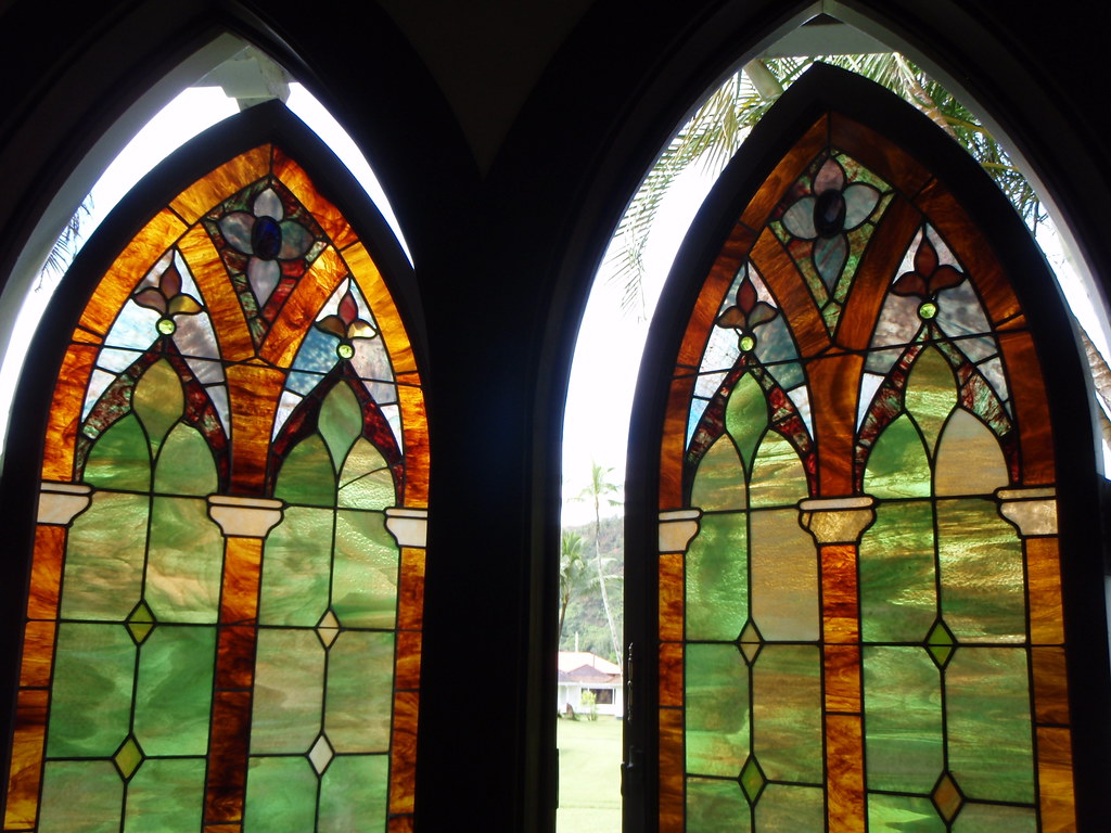 Stained glass windows at Wai'oli Hui'ia Church The church … Flickr